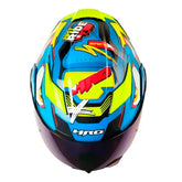 Casco Hro 3400Dv Evo Full Gas Azul Amarillo Visor Iridium Azul